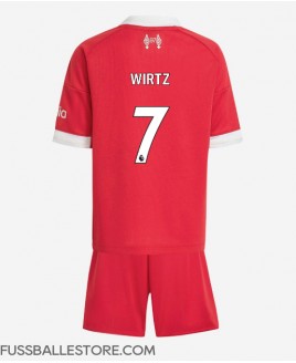 Günstige Liverpool Florian Wirtz #7 Heimtrikotsatz Kinder 2025-26 Kurzarm (+ Kurze Hosen)